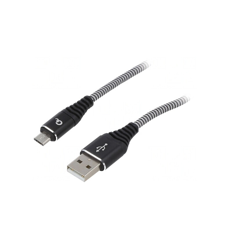 Cablu USB 2.0 USB A la Micro USB B Aurit 1m Negru | Electronic-mag.ro | Componente Electronice