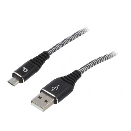 Cablu USB 2.0 USB A la Micro USB B Aurit 1m Negru | Electronic-mag.ro | Componente Electronice