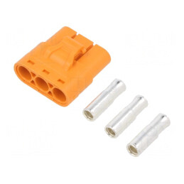 Mufă Alimentare DC Mamă 3 PIN Portocalie | Electronic-mag.ro | Componente Electronice