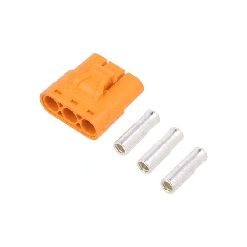 Mufă Alimentare DC Mamă 3 PIN Portocalie | Electronic-mag.ro | Componente Electronice