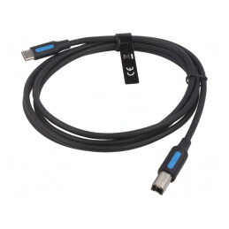 Cablu USB 2.0 B la USB C 1.5m Negru 2A | Electronic-mag.ro | Componente Electronice