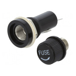 Soclu Siguranțe Cilindrice 6,3x32mm 10A Negru | Electronic-mag.ro | Componente Electronice