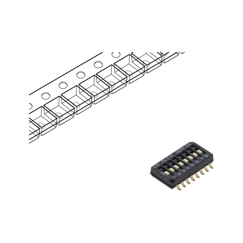 Comutator DIP-SWITCH 8 Secțiuni ON-OFF SMT | Electronic-mag.ro | Componente Electronice