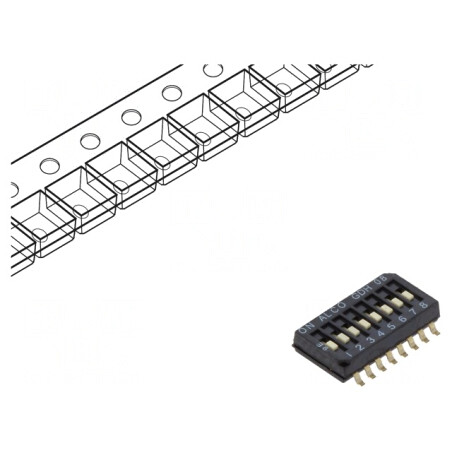 Comutator DIP-SWITCH 8 Secțiuni ON-OFF SMT | Electronic-mag.ro | Componente Electronice