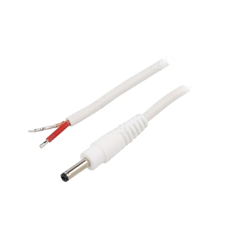 Cablu Alb 1x1mm2 DC 3,5/1,3 Mufă Drept 0,5m | Electronic-mag.ro | Componente Electronice