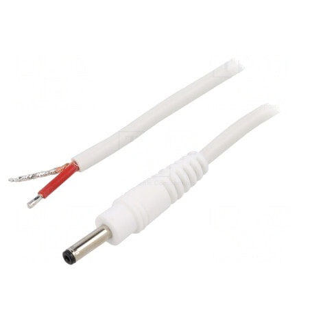 Cablu Alb 1x1mm2 DC 3,5/1,3 Mufă Drept 0,5m | Electronic-mag.ro | Componente Electronice