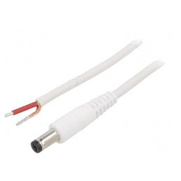 Cablu Alb 1x1mm2 DC 5,5/1,7 Mufă Dreaptă 0,5m | Electronic-mag.ro | Componente Electronice