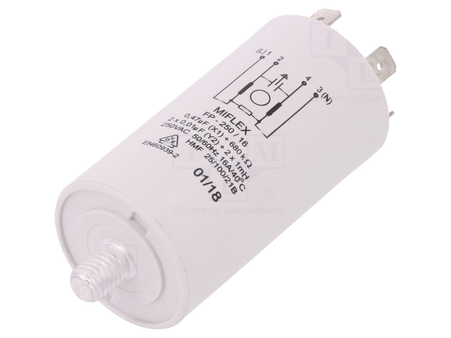 Filtru Anti-Interferențe Alimentare 250VAC MIFLEX FP-250/16 Cx 0,47uF Cy 10nF