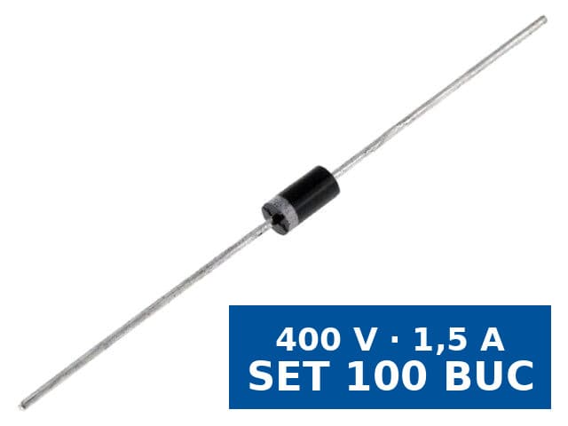Diodă redresoare THT DACO Semiconductor 1N5395, 400 V, 1,5 A, DO15, set 100 buc