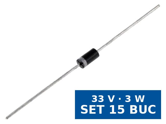Diodă Zener THT Diotec Semiconductor 3EZ33, 33 V, 3 W, DO15, set 15 buc