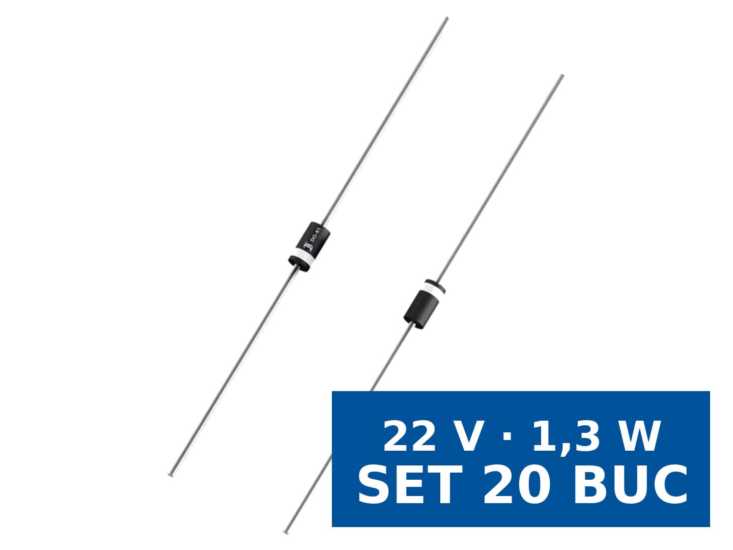 Diodă Zener THT Diotec Semiconductor ZPY22, 22 V, 1,3 W, DO41, set 20 buc