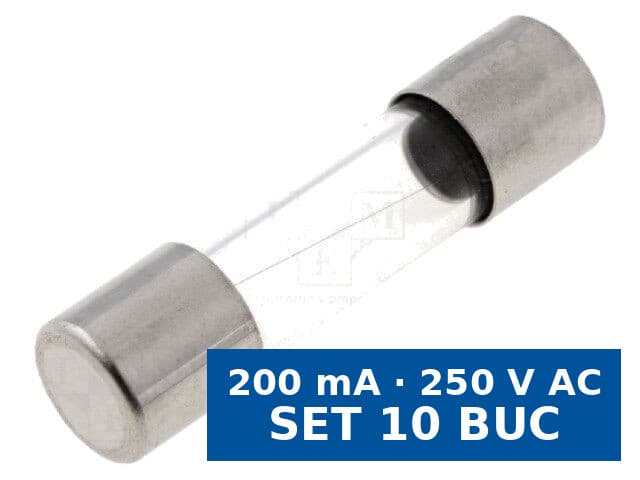 Siguranță fuzibilă rapidă 5x20 mm ESKA 520.610, 200 mA, 250 V AC, rupere 35 A, set 10 buc