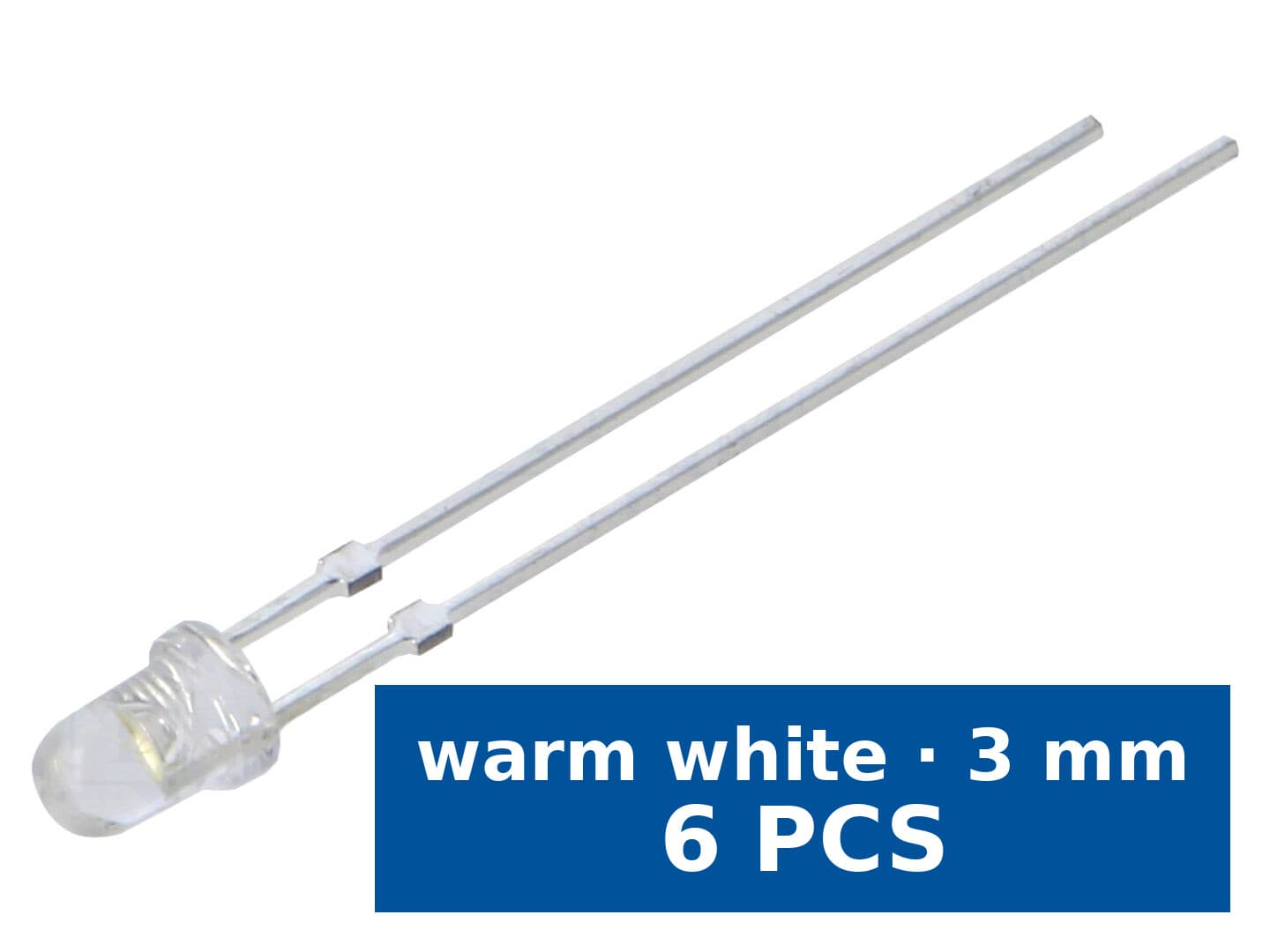 LED THT Optosupply OSM54K3131C, 3 mm, alb cald (2700–3200 K), 18000–22000 mcd, 30°, set 6 buc