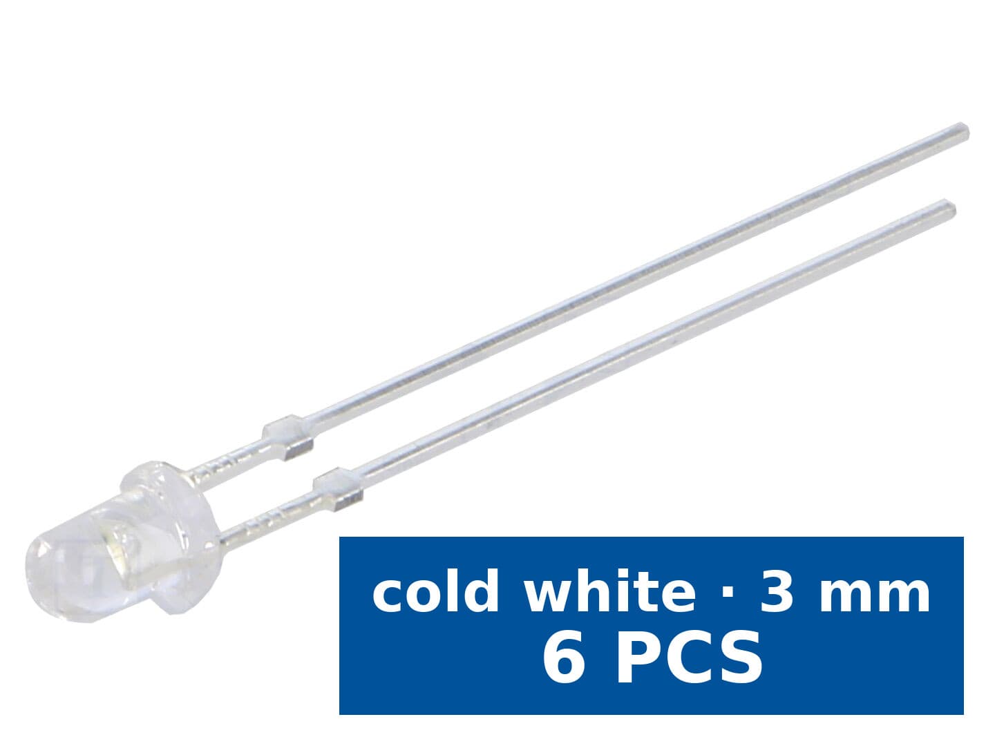 LED THT Optosupply OSW54K3131C, 3 mm, alb rece (8500–18000 K), 22000–25000 mcd, 30°, set 6 buc