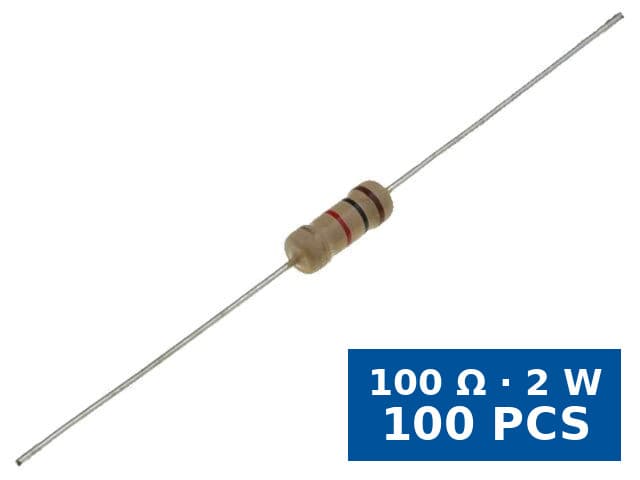 Rezistor carbon THT SR Passives CF2W-100R 5%, 100 Ω, 2 W, ±5%, axial, set 100 buc