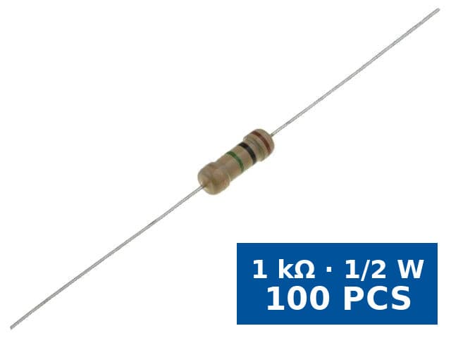 Rezistor carbon THT SR Passives CF1/2W-1K, 1 kΩ, 1/2 W (500 mW), ±5%, axial, set 100 buc