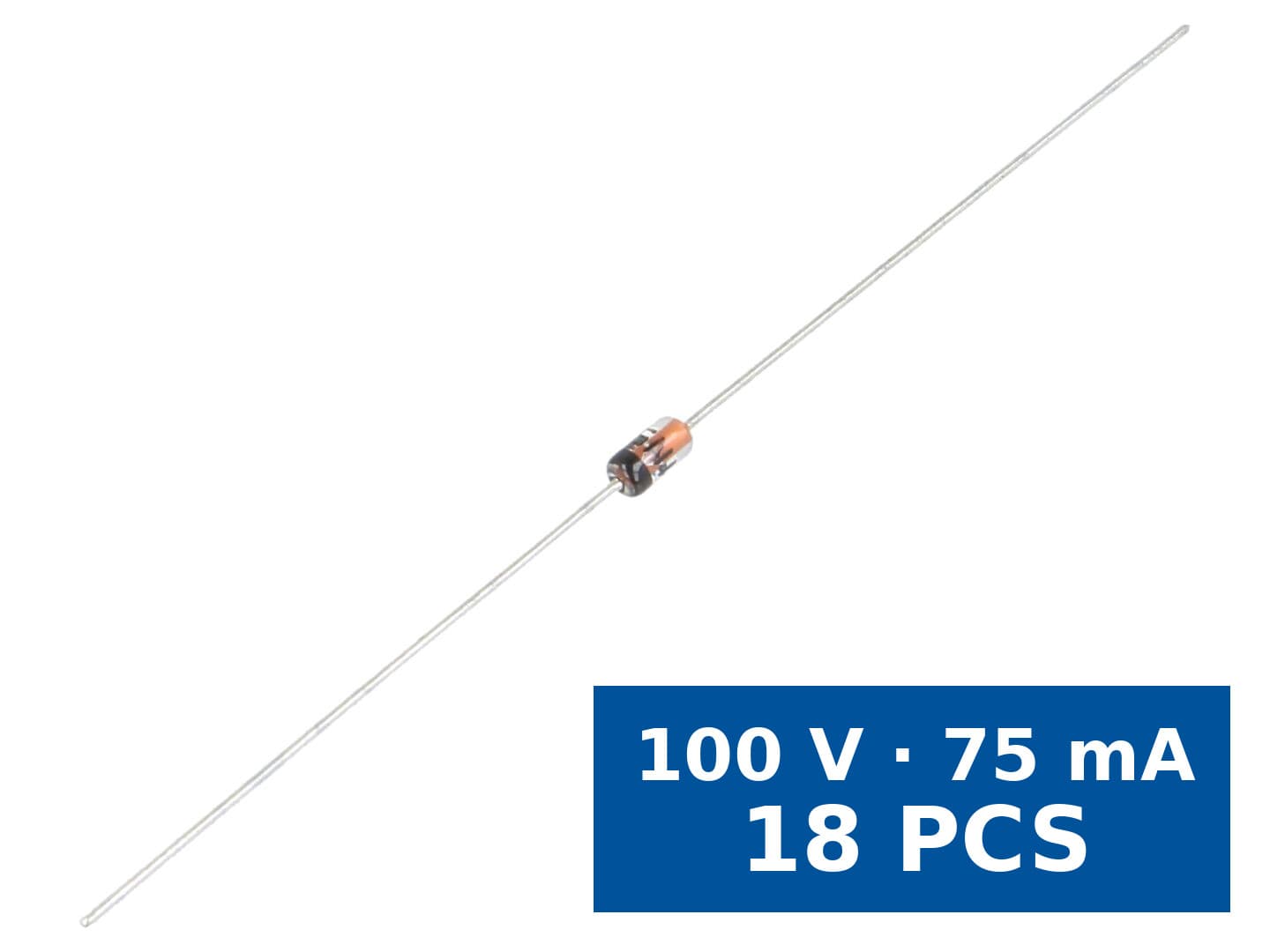 Diodă redresoare THT CDIL 1N914, 100 V, 75 mA, DO35, set 18 buc