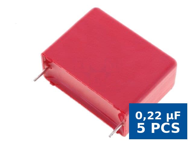 Condensator poliester 220 nF 63VAC 100VDC 10 mm ±10% THT, WIMA MKS4D032203C00KI00, set 5 buc