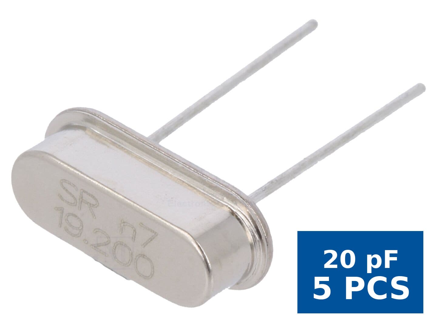 Rezonator cu cuarț 19,2 MHz ±30 ppm 20 pF THT HC49-S, SR Passives 19.2M-49S-SR, set 5 buc
