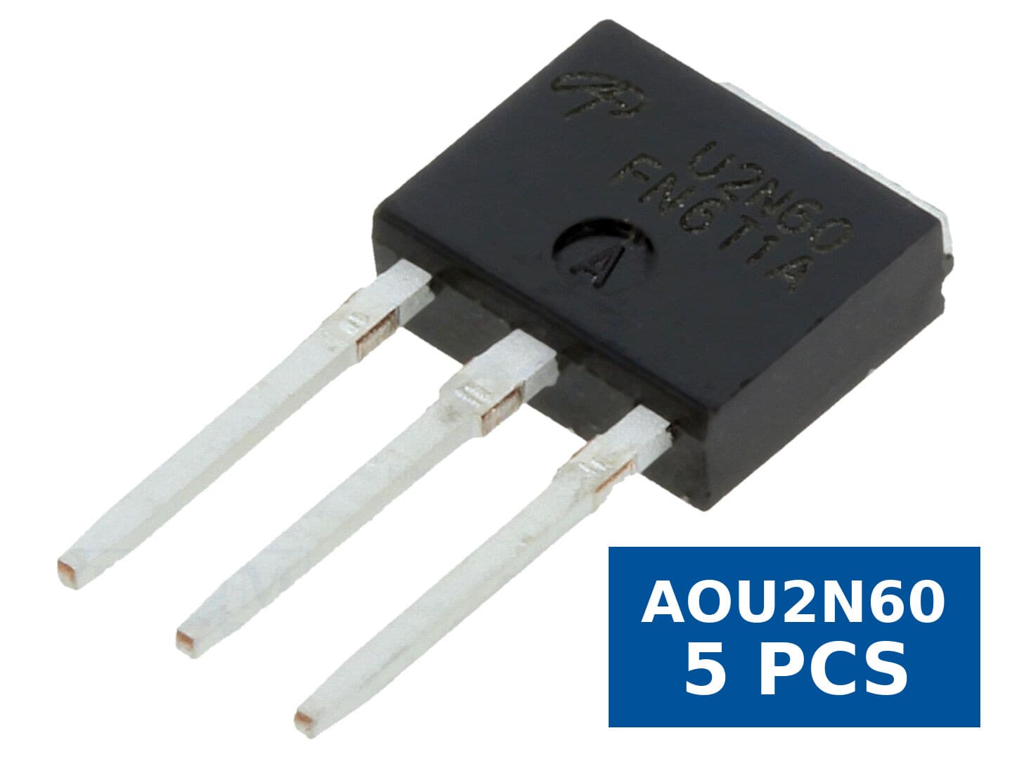 Tranzistor N-MOSFET Unipolar 600 V 1,4 A TO251 - Component Electronic de Înaltă Performanță, Alpha & Omega Semiconductor AOU2N60, set 5 buc