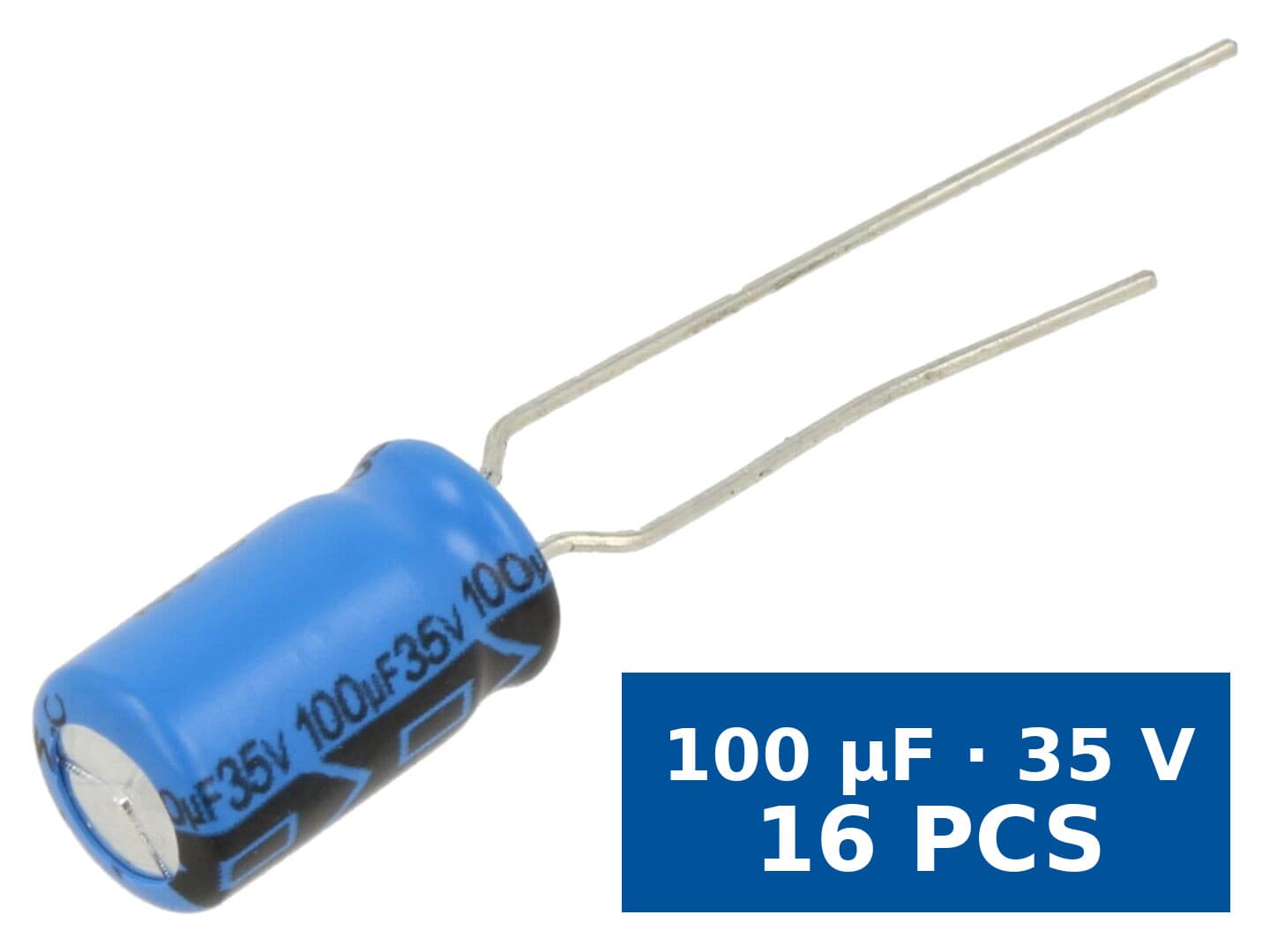 Condensator electrolitic THT Vishay GRC00BA1011VTFL, 100 µF, 35 V, 105°C, set 16 buc