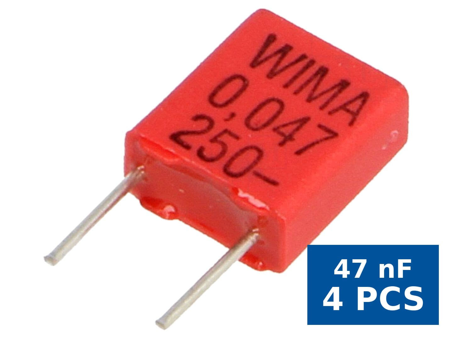 Condensator polipropilenă 47 nF THT 3,5x8,5x7,2 mm ±5% 5 mm, WIMA MKP2F024701C00JSSD, set 4 buc