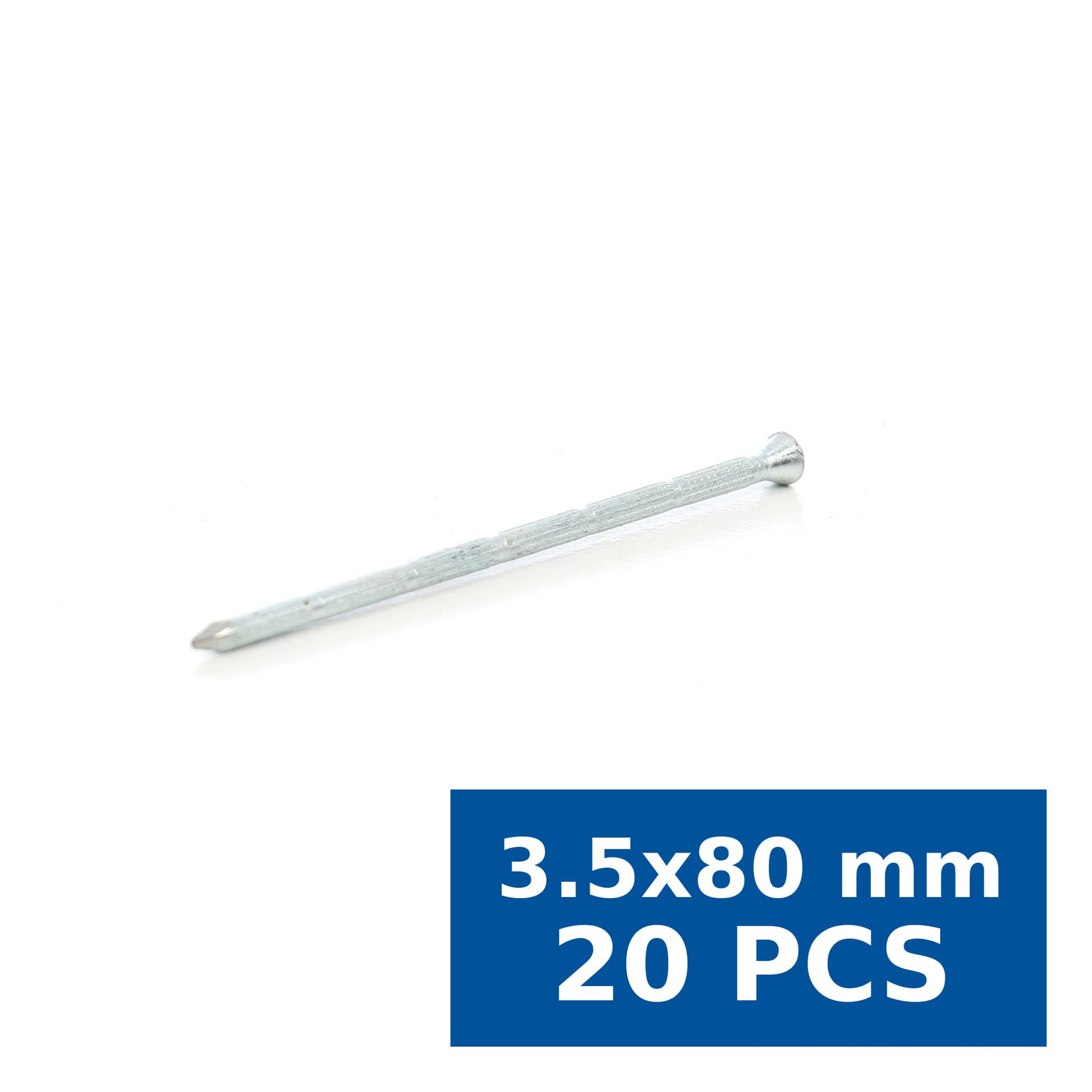 Cui striat pentru beton, SEA, cu cap inecat, otel, zincat alb, 3.5 x 80 mm, set 20 buc